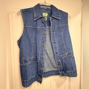 St. John’s Bay Vintage Indigo Denim Vest Small Button Front Cotton